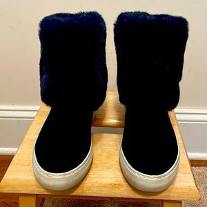Jslides faux fur sneaker boots